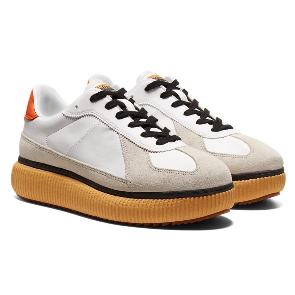 Unisex Onitsuka Delecity White and Orange Sneakers